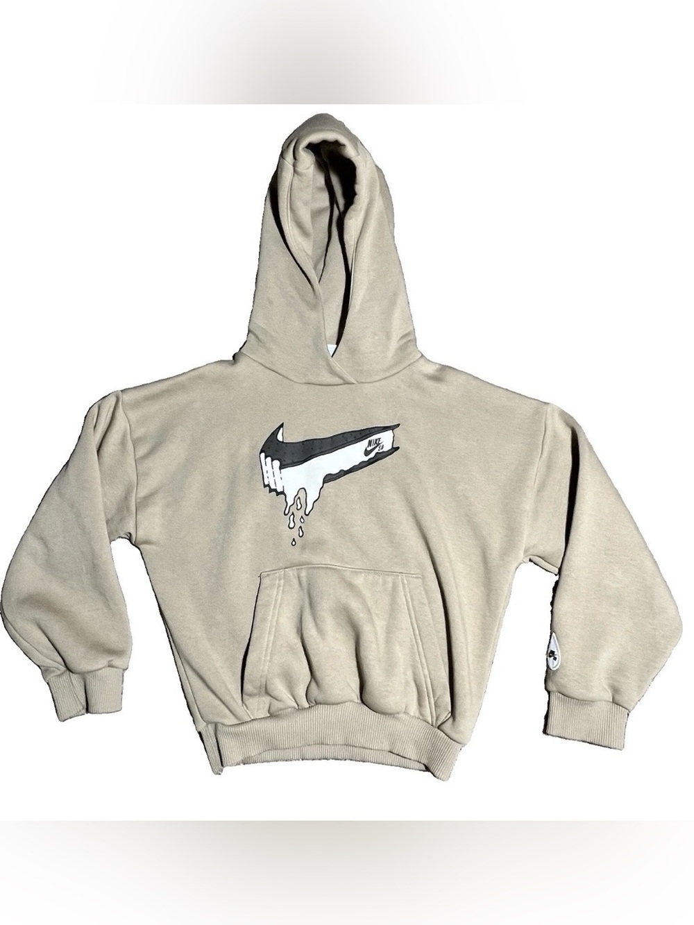 Nike SB Youth Hoodie Kids S Parachute Beige Melting Swoosh Skate Sweatshirt Boys